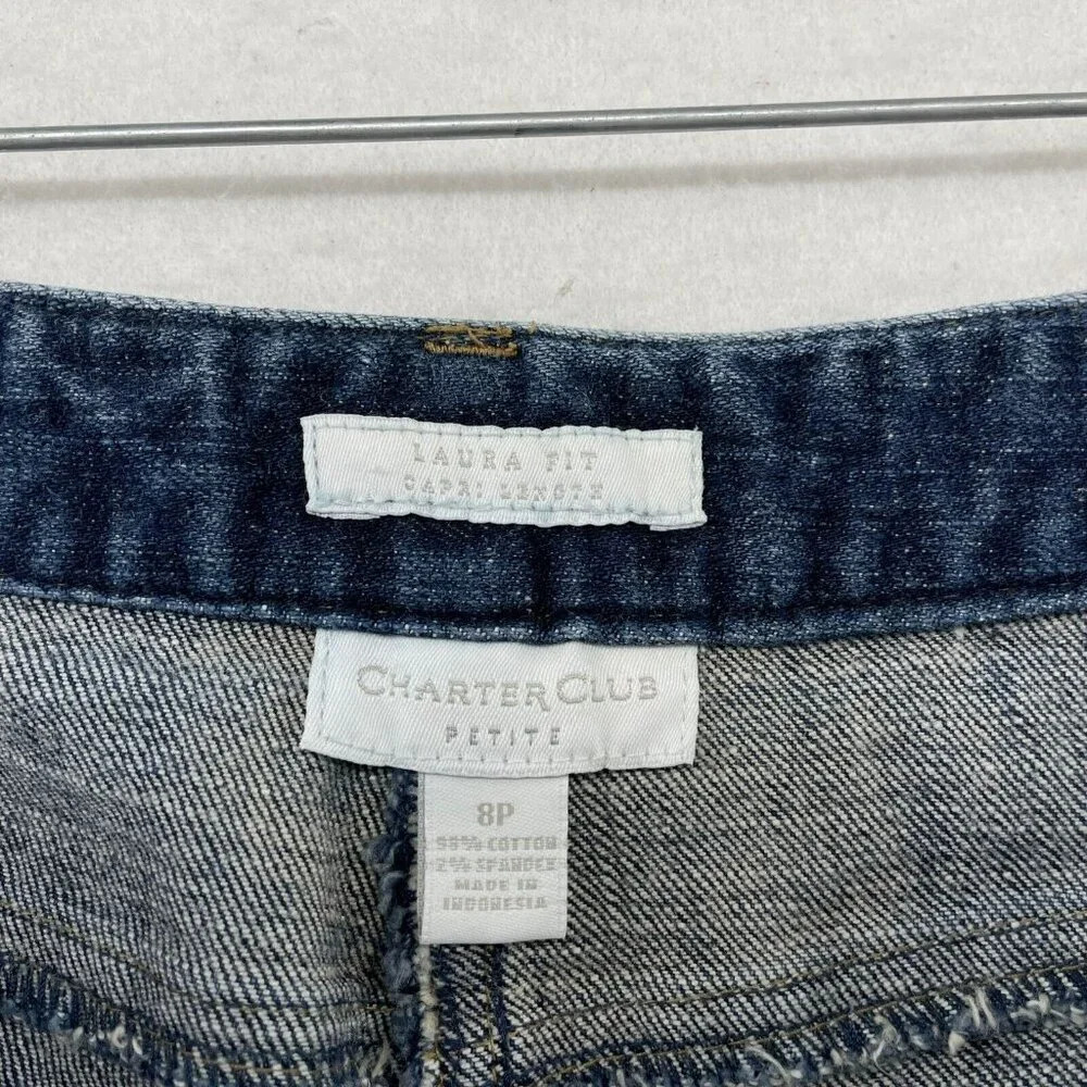 Charter Club Jeans Women's Sz 8P Blue Laura Fit Straight High-Rise Stretch Denim - Picture 10 of 11